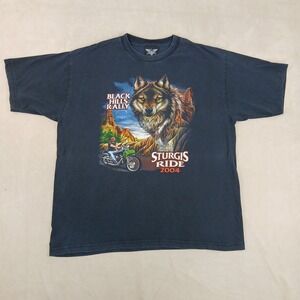 VTG American Biker XL Mens T Shirt 2004 Sturgis Black Hills Rally